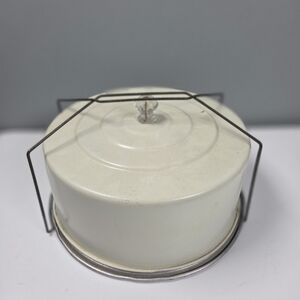 Vintage Cake Carrier Server Locking Lid Antique  Primitive W/ clear Glass Handle